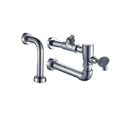 Válvula de descarga de inodoro de cierre automático con pedal cromado de latón-
